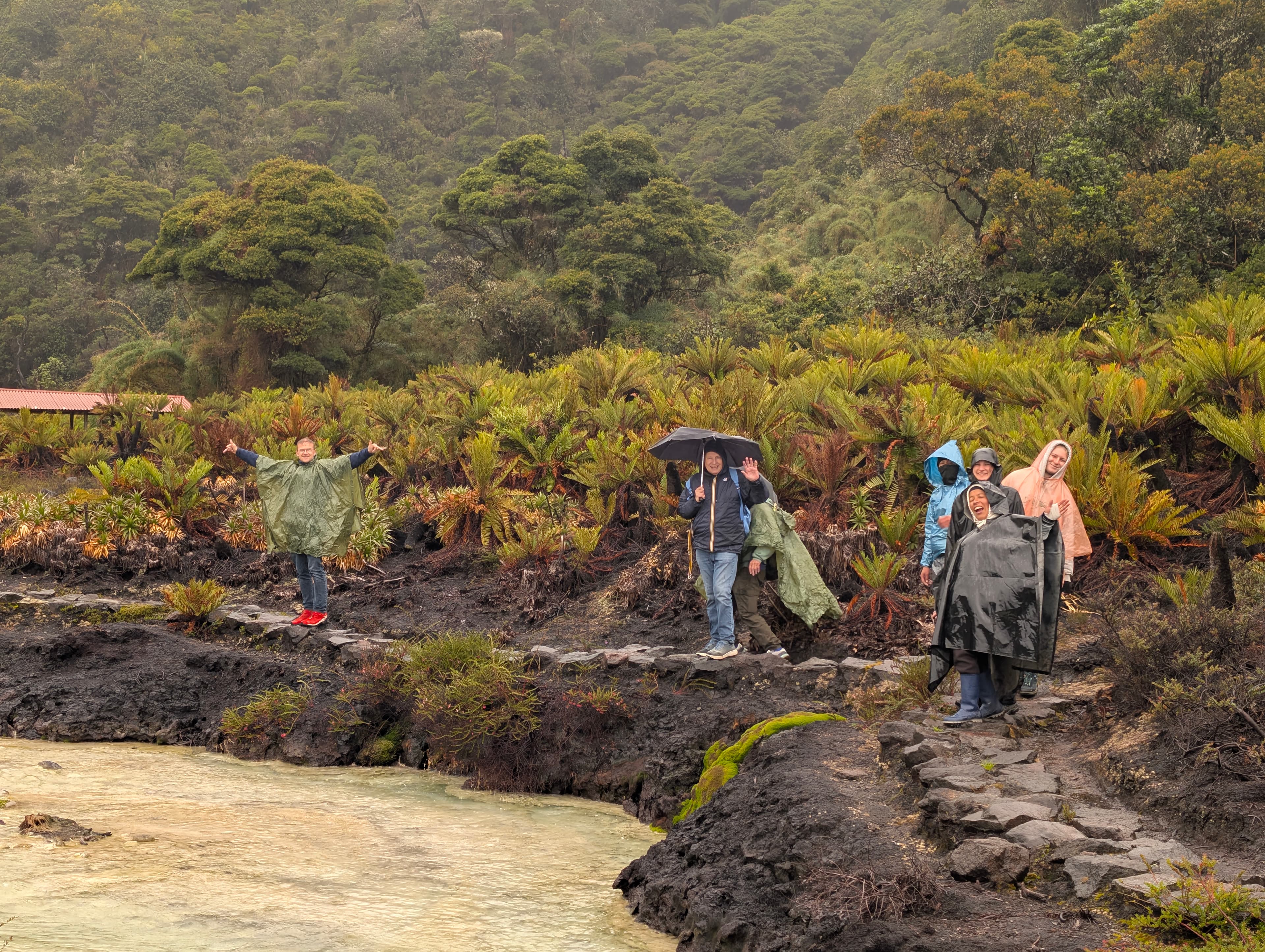 Grupo caminando en paramo durante ascenso de montana